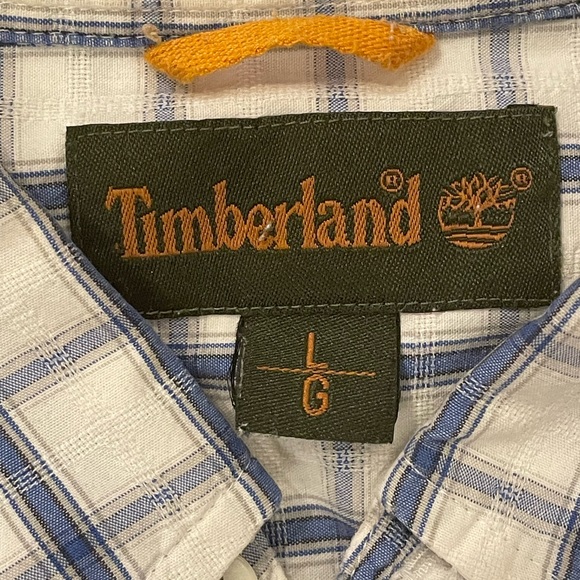 Timberland Men’s Short Sleeve Button Down Plaid Shirt - Picture 2 of 3